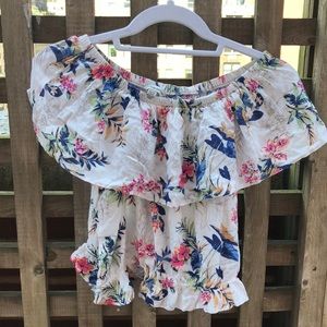 American eagle floral off the shoulder top